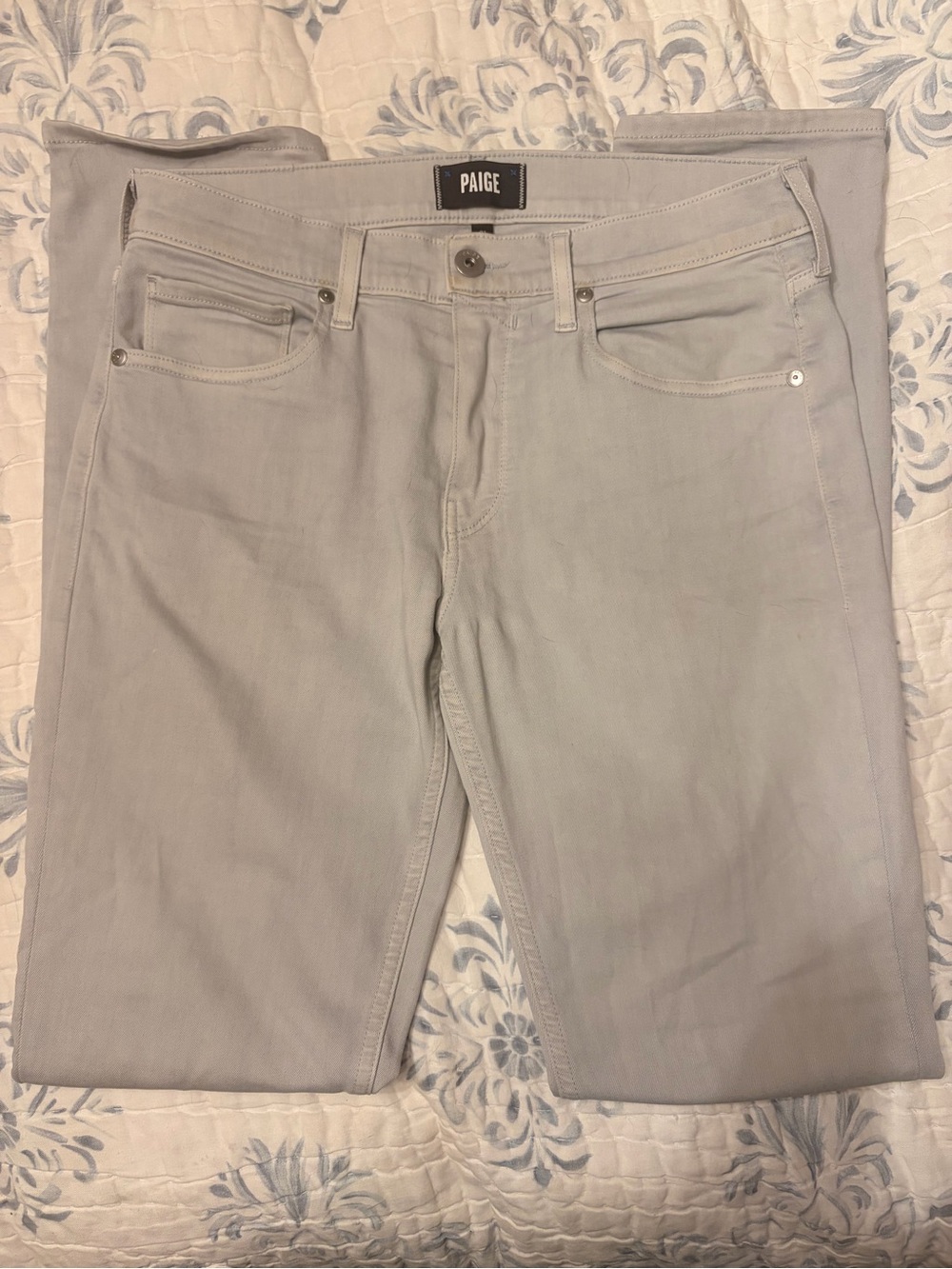 PAIGE Men's Light Gray Slim Straight Jeans